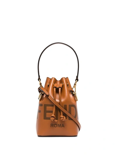 Shop Fendi Small Mon Tresor Bucket Bag In Brown