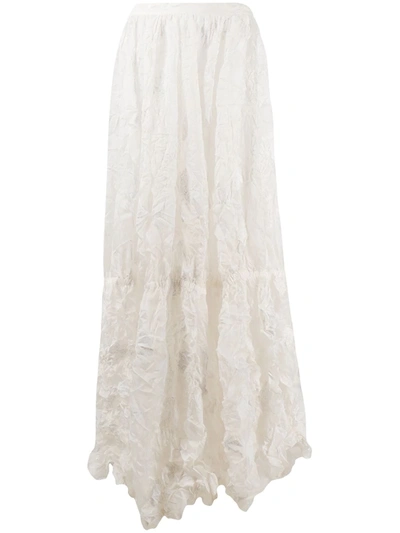 Shop Nina Ricci Crease-layered High-waisted Skirt In White