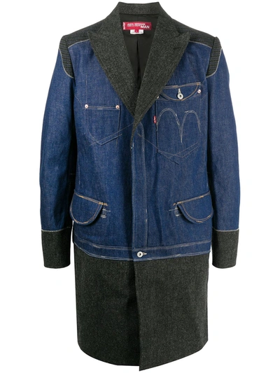 Shop Junya Watanabe X Levi's Denim Panel Coat In Blue