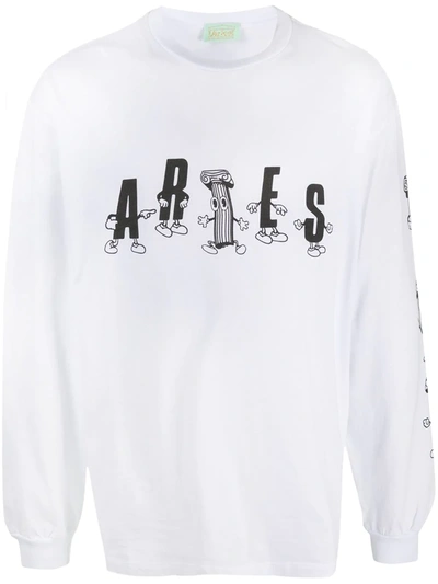 Shop Aries Colums Cartoon-print Cotton T-shirt In White