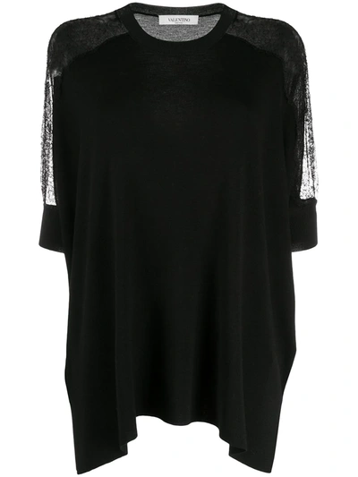 Valentino Lace Panel Detail Knitted Top In Black