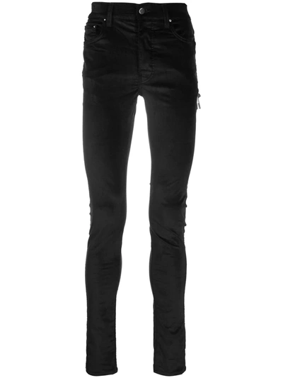 Shop Amiri Velvet Stack Skinny Trousers In Black