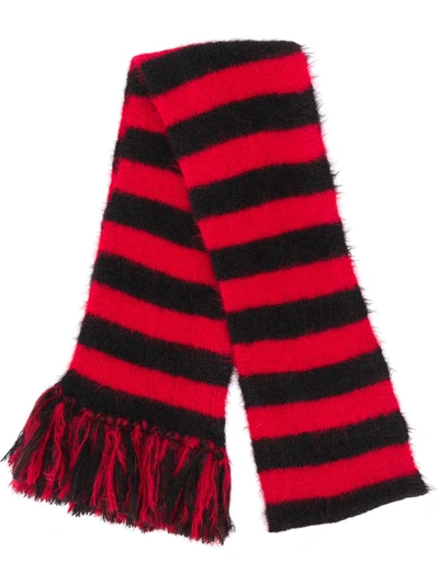 Shop Alanui Striped Knit Scarf In Red