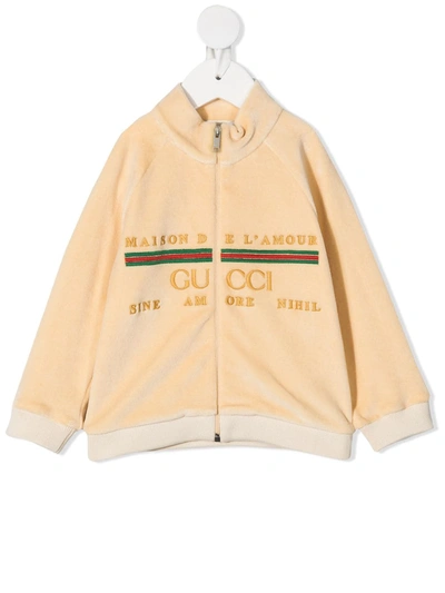 Shop Gucci Logo-embroidered Bomber Jacket In Neutrals
