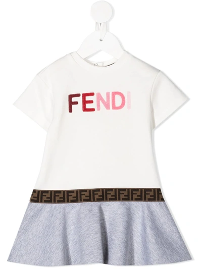 Shop Fendi Logo-embroidered Dress In White