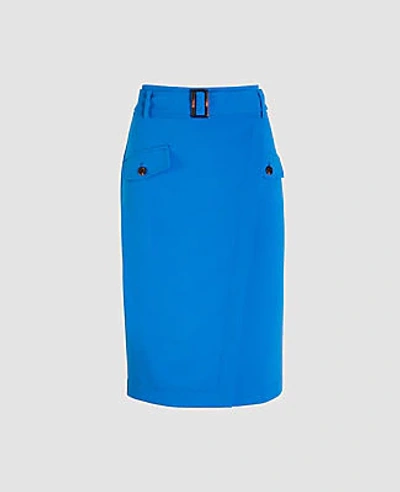 Shop Ann Taylor Belted Wrap Pocket Pencil Skirt In Daphne Blue