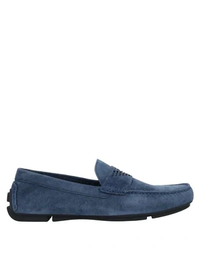 Shop Emporio Armani Loafers In Slate Blue