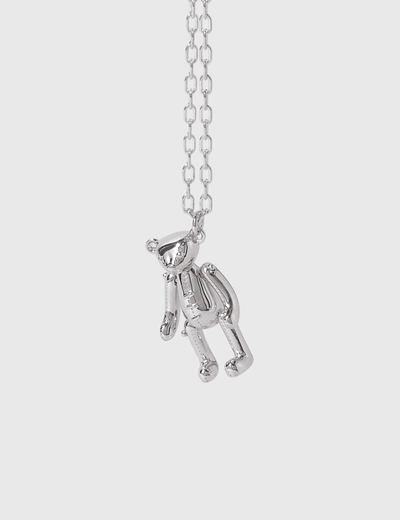Shop Ambush Teddy Bear Charm Necklace In Silver