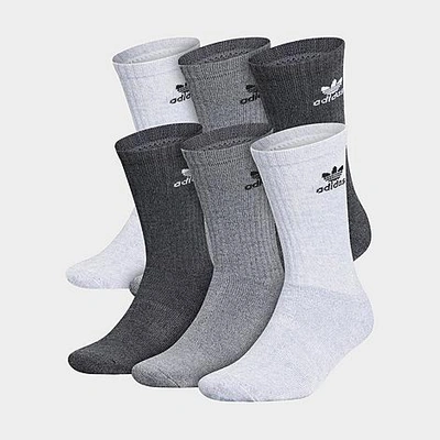Adidas Originals Trefoil 6-pack Cushioned Crew Socks In Heather  Grey/black/white | ModeSens