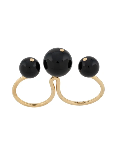 Shop Ami Alexandre Mattiussi Beaded Double Ring In Black