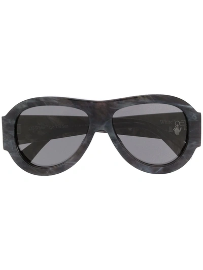 Shop Off-white Oversized Pilot Sunglasses In Grey