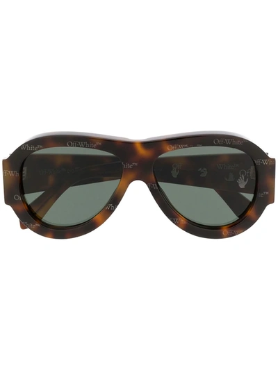 Shop Off-white Oversized Pilot Sunglasses In Brown