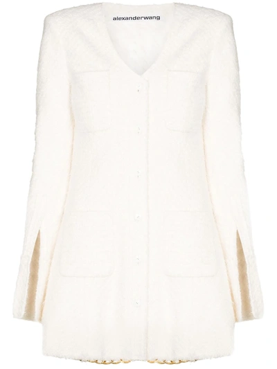 Shop Alexander Wang Longline Tweed Jacket In White