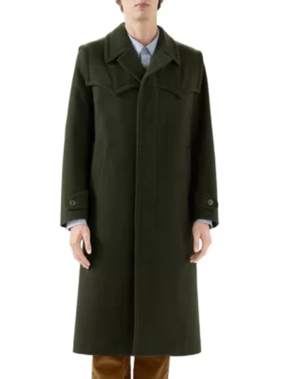 Shop Gucci Wool Loden Coat In Underwood