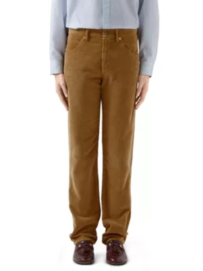 Shop Gucci Washed Velvet Corduroy Pant In Camel