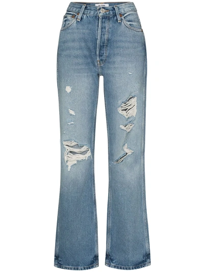 Shop Re/done 90s Distressed Straight-leg Jeans In Blue