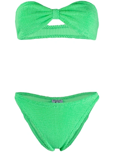 Shop Hunza G Jean Bandeau Bikini In Green