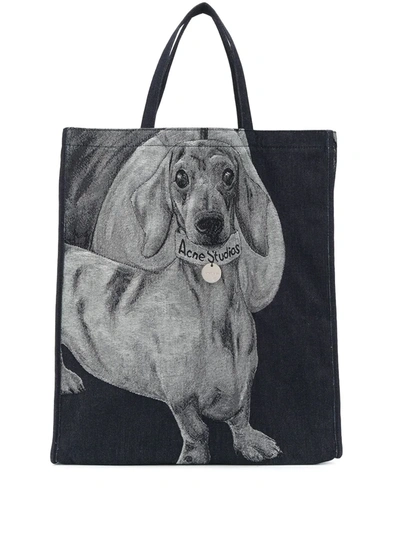 Shop Acne Studios Dachshund-jacquard Tote Bag In Blue