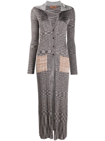 Shop Missoni Marl-knit Long Cardigan In Grey