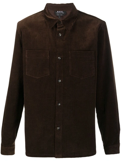 Shop Apc Jo Corduroy Shirt In Brown