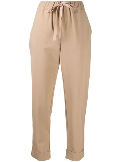 Shop Semicouture Drawstring Cropped Leg Trousers In Neutrals