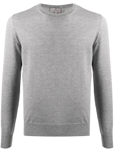 Shop Canali Round Neck Long-sleeved Jumper In Grey
