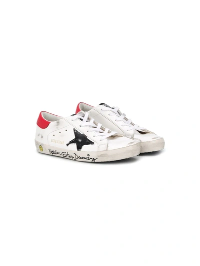 Shop Golden Goose Superstar Distressed Lace-up Trainers In White