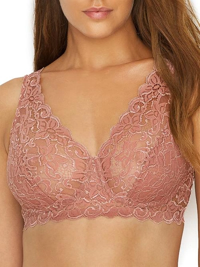 Shop Hanro Luxury Moments Lace Bralette In Rouge