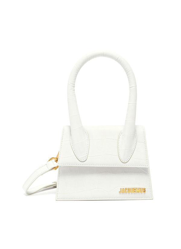 Jacquemus 'medium Chiquito' Croc Embossed Suede Top Handle Bag In White ...