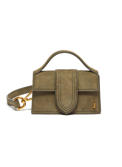 Shop Jacquemus 'petit Bambino' Small Suede Top Handle Bag In Green