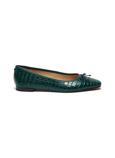 Shop Sam Edelman 'jillie' Croc Embossed Leather Flats In Green