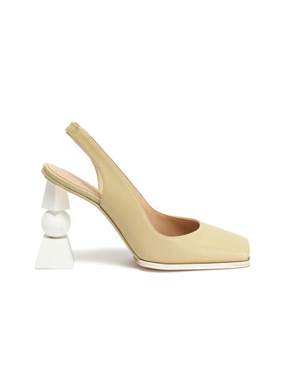 Shop Jacquemus 'valerie' Square Toe Slingback Pumps In Green