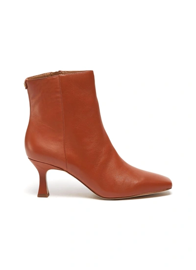 Shop Sam Edelman 'lizzo' Square Toe Leather Ankle Boots In Brown