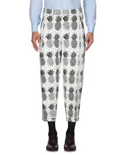 Shop Dolce & Gabbana Man Pants Ivory Size 36 Linen In White