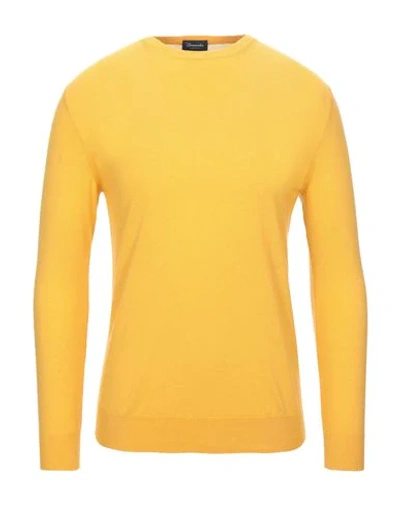 Drumohr Man Sweater Ocher Size 44 Lambswool In Yellow