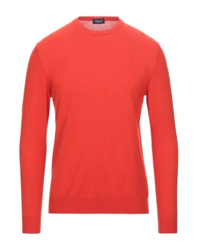 Shop Drumohr Man Sweater Coral Size 46 Cotton, Cashmere In Red