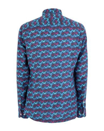Shop Drumohr Man Shirt Slate Blue Size S Linen