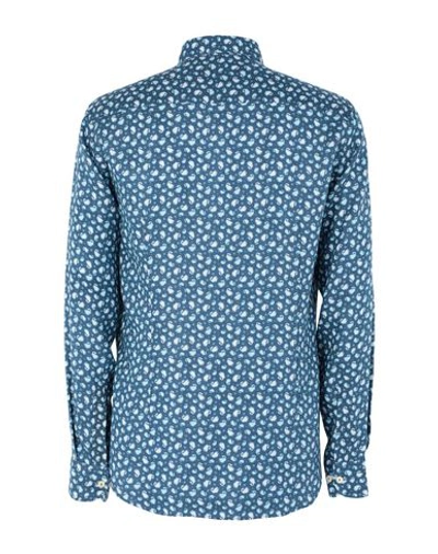 Shop Drumohr Man Shirt Blue Size Xxl Linen