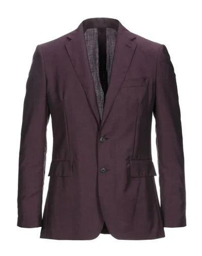 Shop Burberry Suit Jackets In Deep Purple