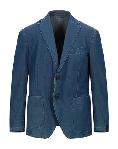Shop Altea Man Blazer Blue Size 44 Cotton, Silk