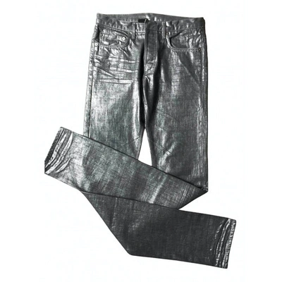Pre-owned Dior Silver Cotton Trousers