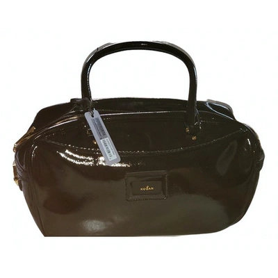 Pre-owned Hogan Patent Leather Handbag In Black