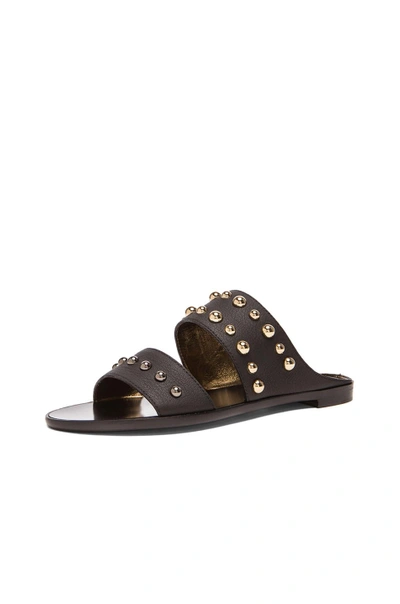 Shop Lanvin Leather Flat Sandals With Studs In Black