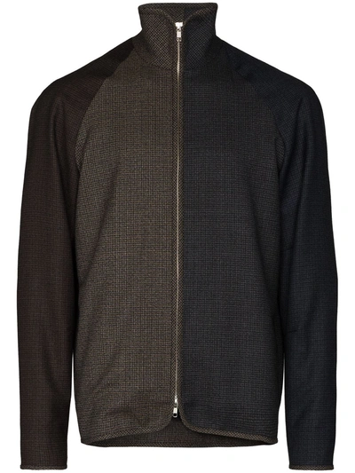 Shop Lou Dalton Check-pattern Zip-up Jacket In Brown