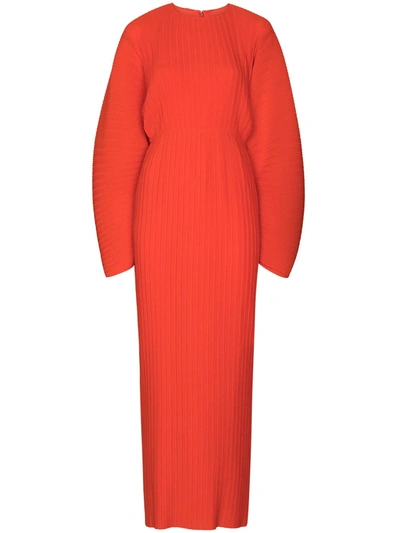 Shop Solace London Mirabelle Ribbed Maxi Dress In Orange