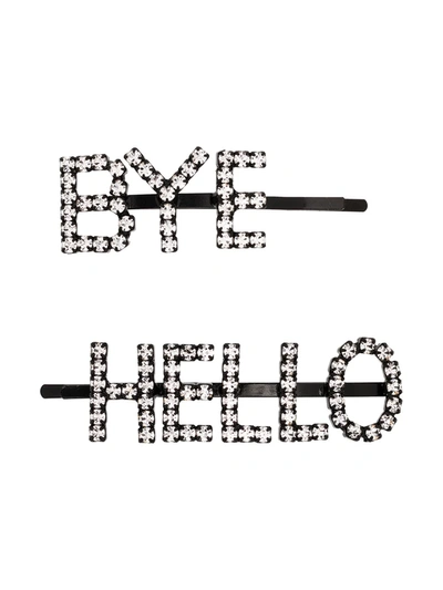 Shop Ashley Williams Hello Bye Set Of Two Hair Clips In Black