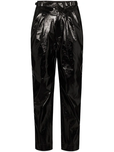 Shop Rotate Birger Christensen Wilde Vegan Leather Trousers In Black