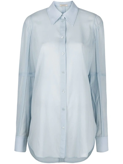 Shop Nina Ricci Longline Classic Collar Shirt In Blue