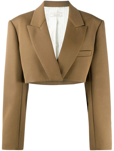 Shop Nina Ricci Cropped Blazer Jacket In Brown