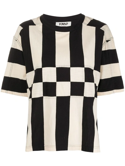 YMC YOU MUST CREATE STRIPED CHECK T-SHIRT 